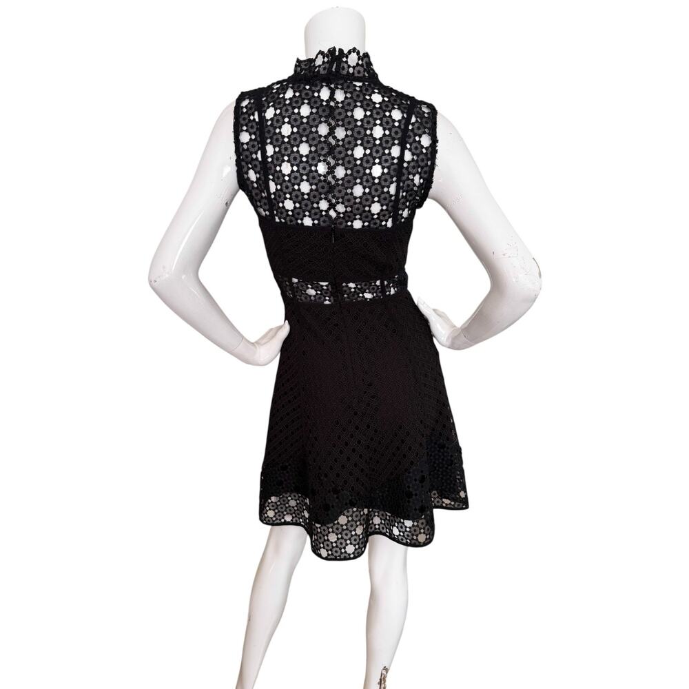 SANDRO Dress Black Guipure Lace Cap Sleeve Fit Flare Party Cocktail Small - Picture 5 of 9